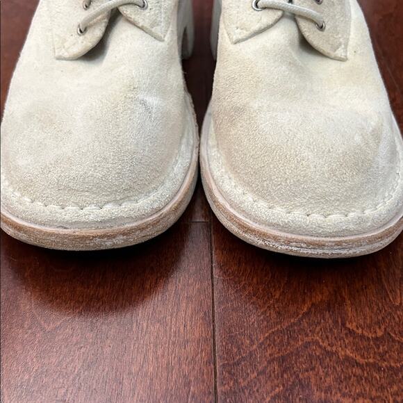 Women’s Marsell Cream Suede Lace-Up Shoes, Whitewash Stacked Heels, Size 9 - Picture 6 of 16